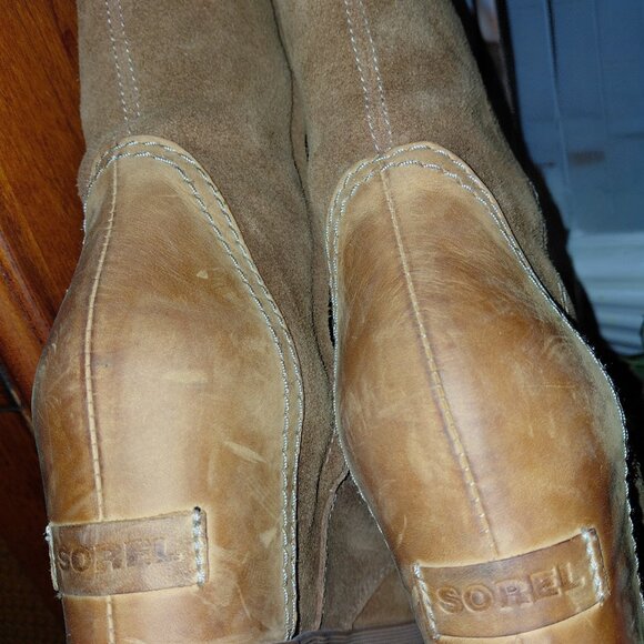 Sorel Womens Size 9.5 Cate The Great Wedge Boots Lace Up High Tall Camel - Picture 8 of 9